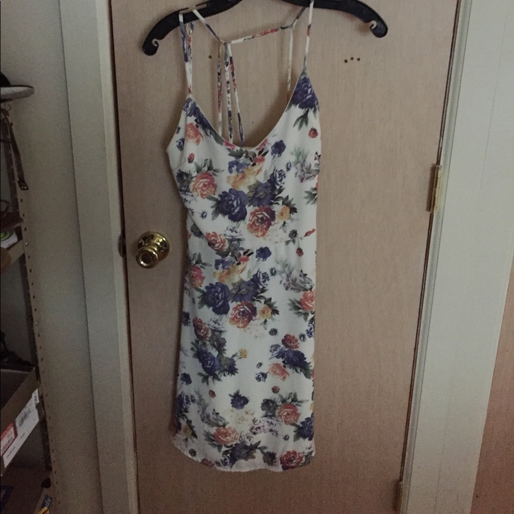 Honey Punch floral spaghetti strap dress.