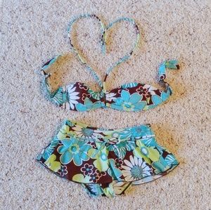 SALE 🔺 WornOnce Floral brown, blue, green, white