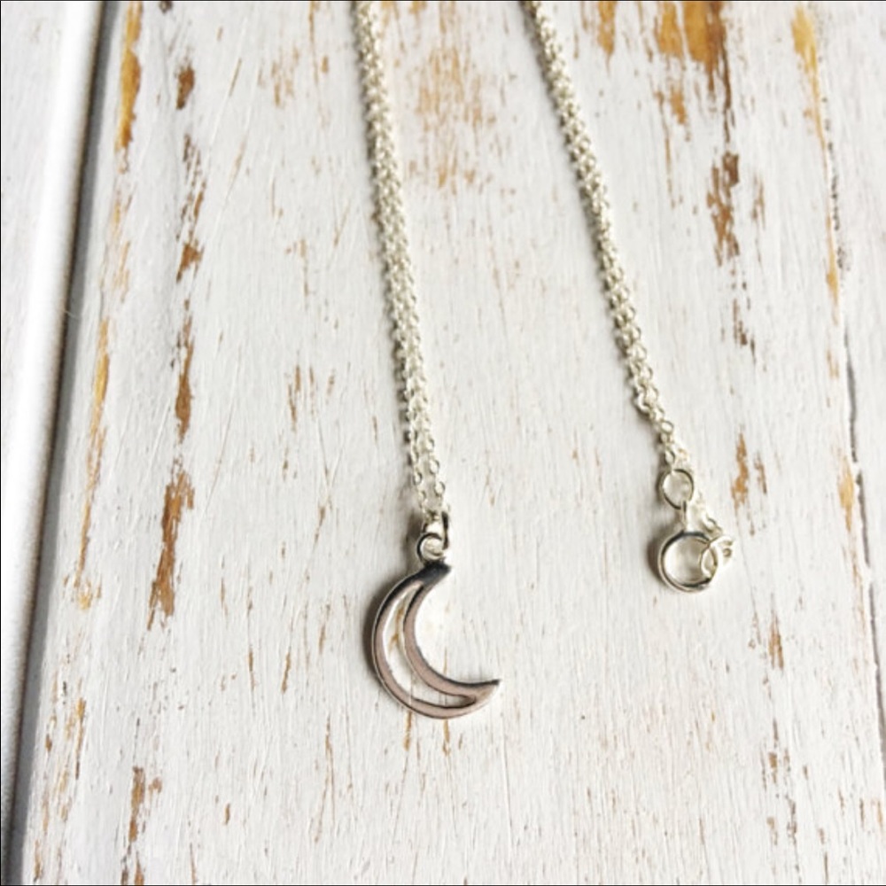 Dainty Crescent Moon Sterling Silver Necklace