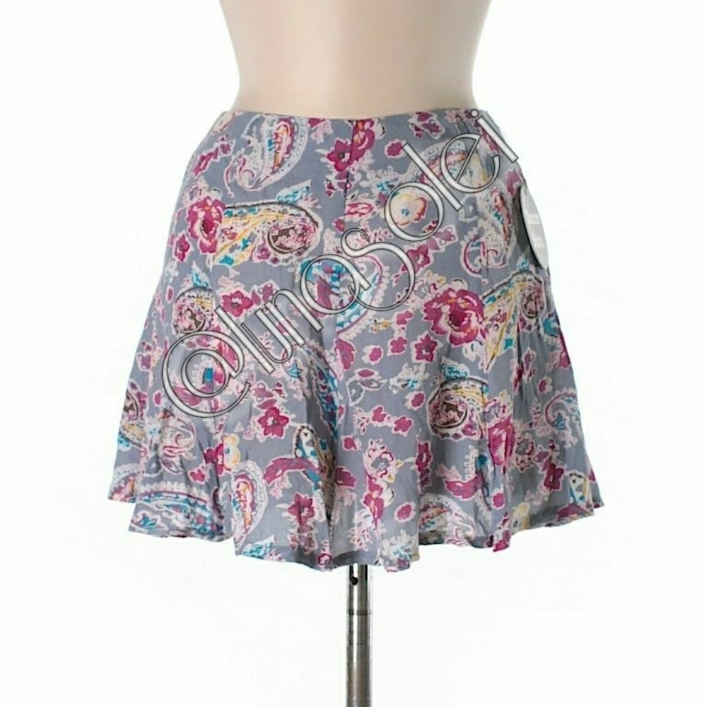 3/$30 LF XS S Gray Paisley Floral Mini Skirt