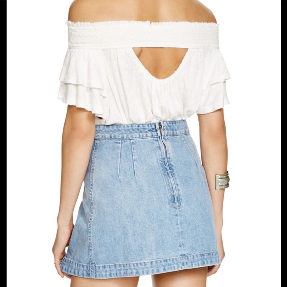 ❌SOLD❌FREE PEOPLE Crop Blouse OFF SHOULDER Ivory - Picture 5 of 8