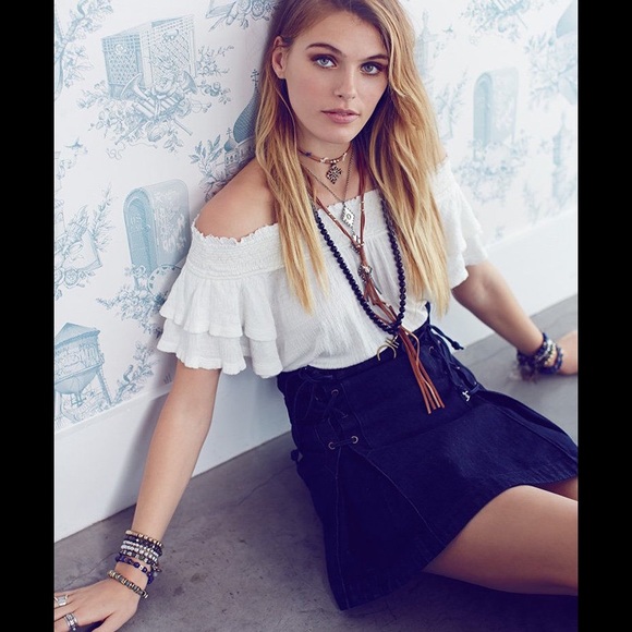 Free People Tops - ❌SOLD❌FREE PEOPLE Crop Blouse OFF SHOULDER Ivory