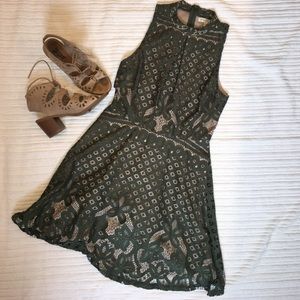 Nordstrom olive green lace dress