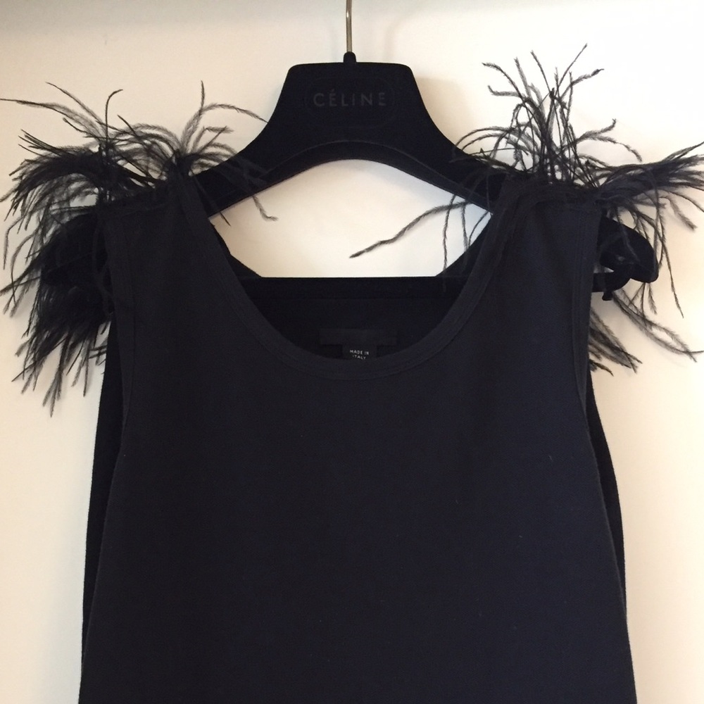 Helmut Lang sleeveless top with ostrich feathers