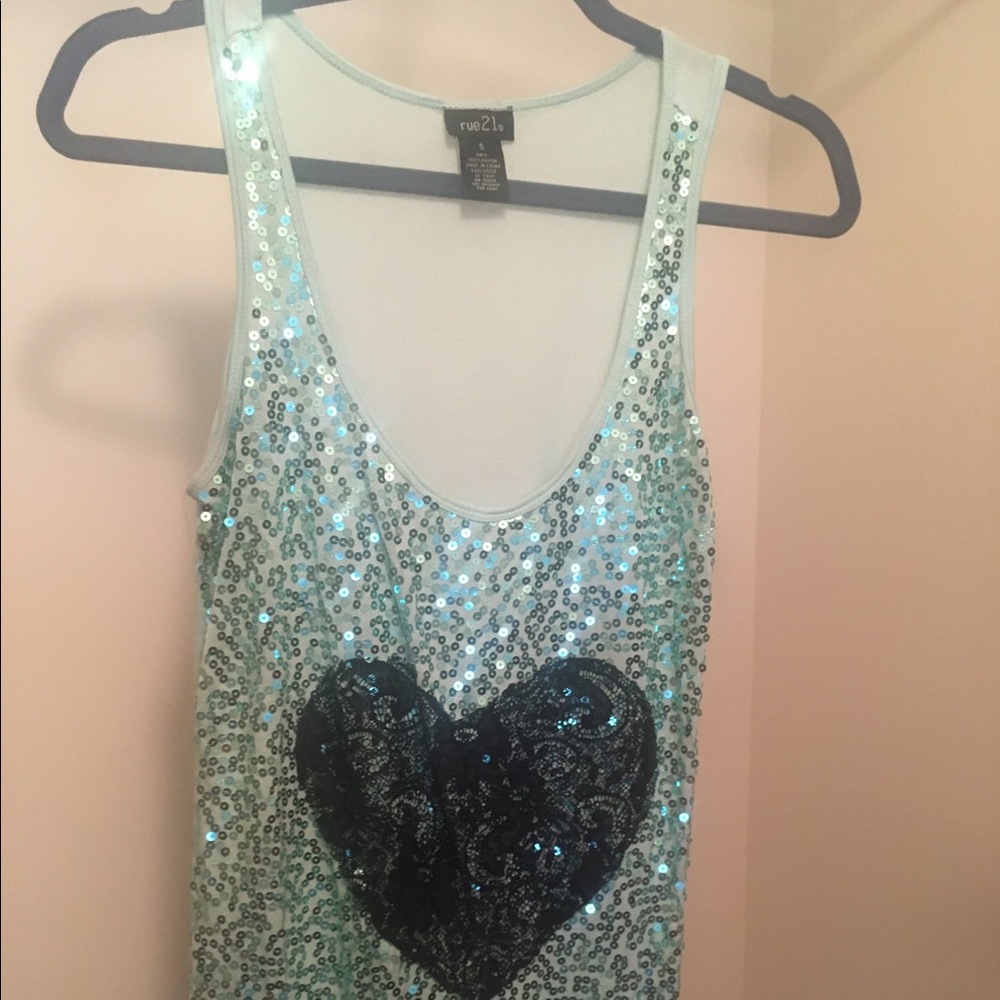 rue21 Mint Sequined Tank Top