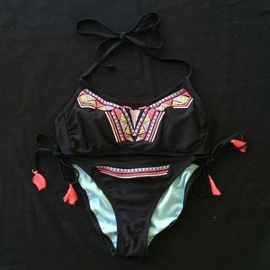 Xhilaration Embroidered Two Piece Swimsuit