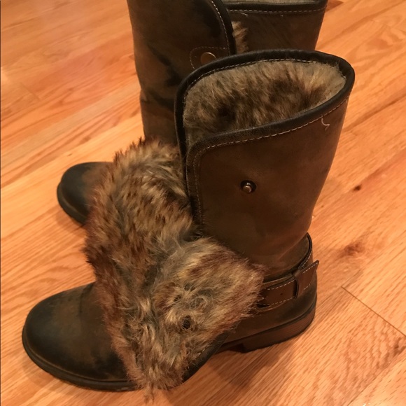 fold over boots with fur