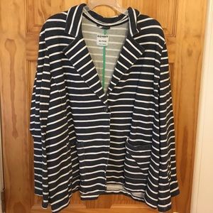 Navy Jersey Striped Jacket
