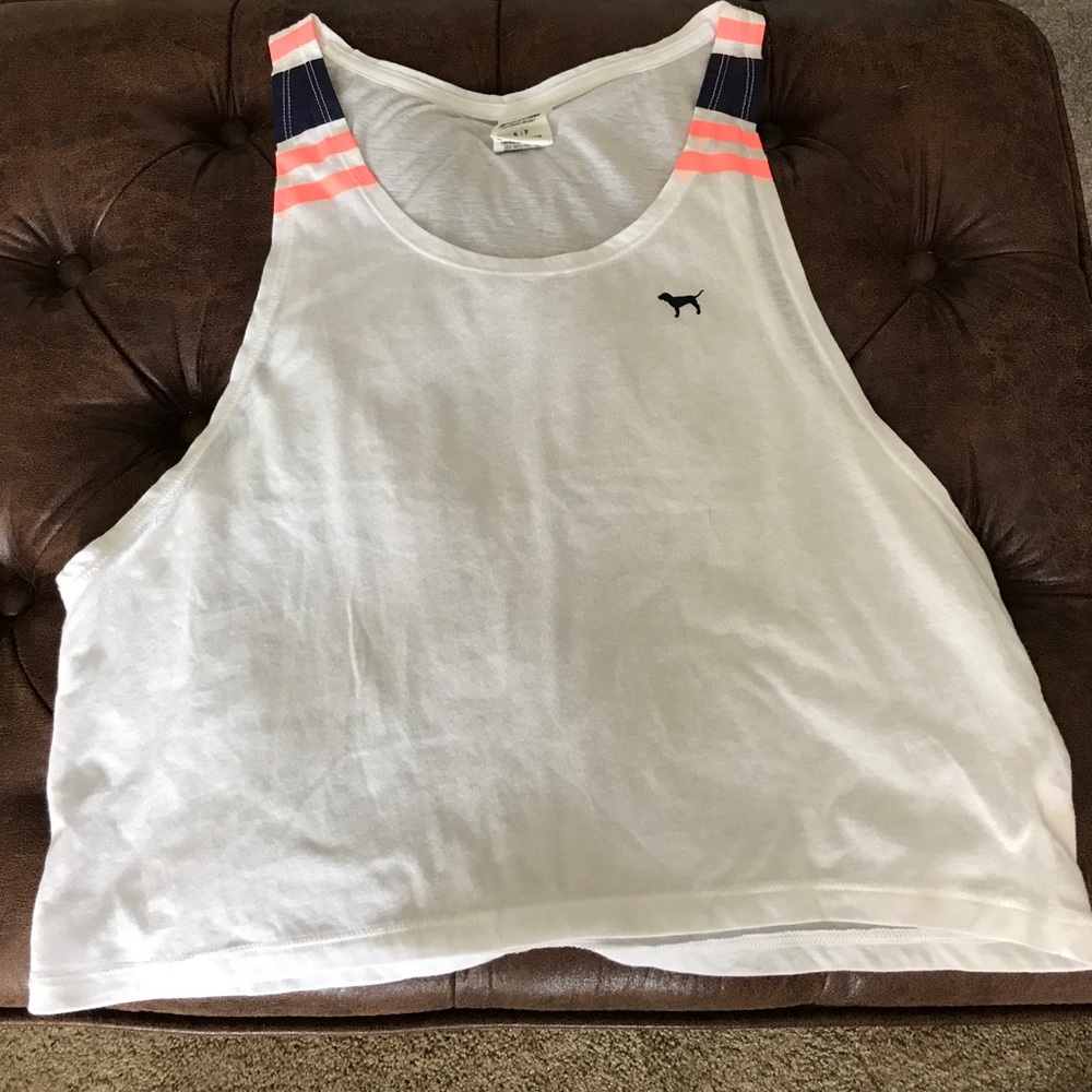 PINK cropped sleep tank-S