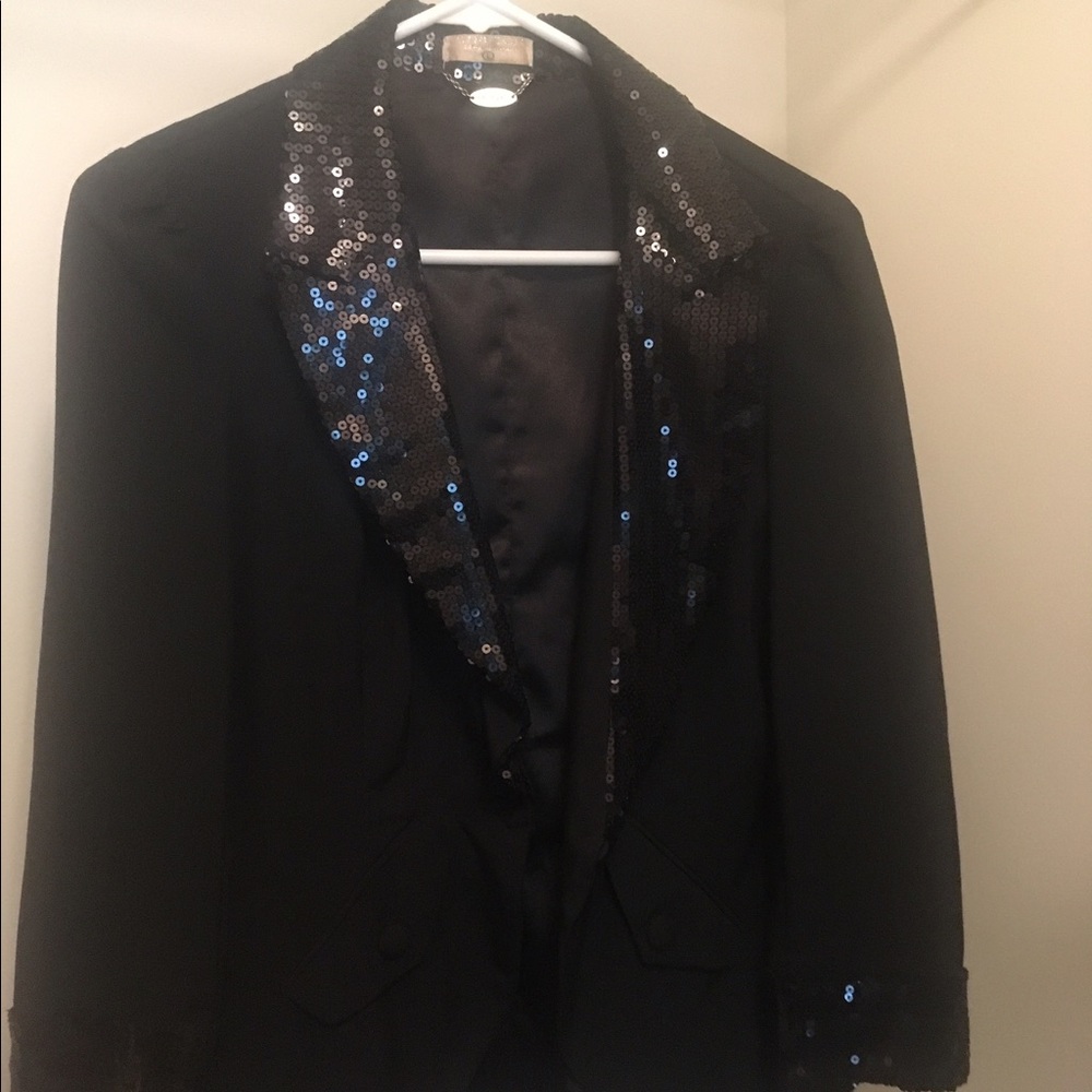 AlecKris Black Sequined Tuxedo style Blazer
