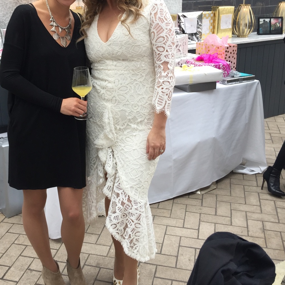 Alexis white Lace long sleeved midi dress