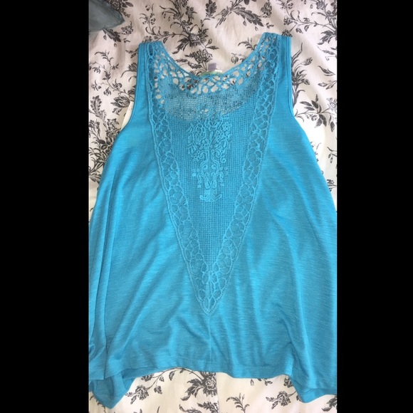 Blue Crochet Back Top - Picture 1 of 4