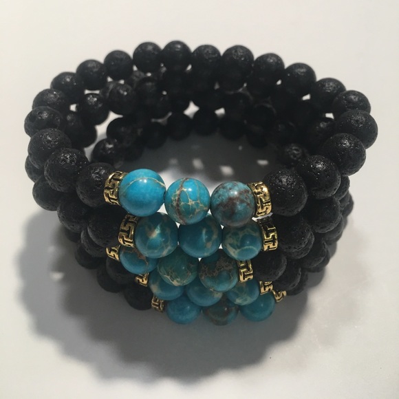 🆕New Natural Stone Lava Beads Stretch - Picture 2 of 3