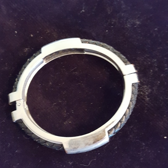 🧡Silver and Leather Bangle 🧡 - Picture 1 of 5