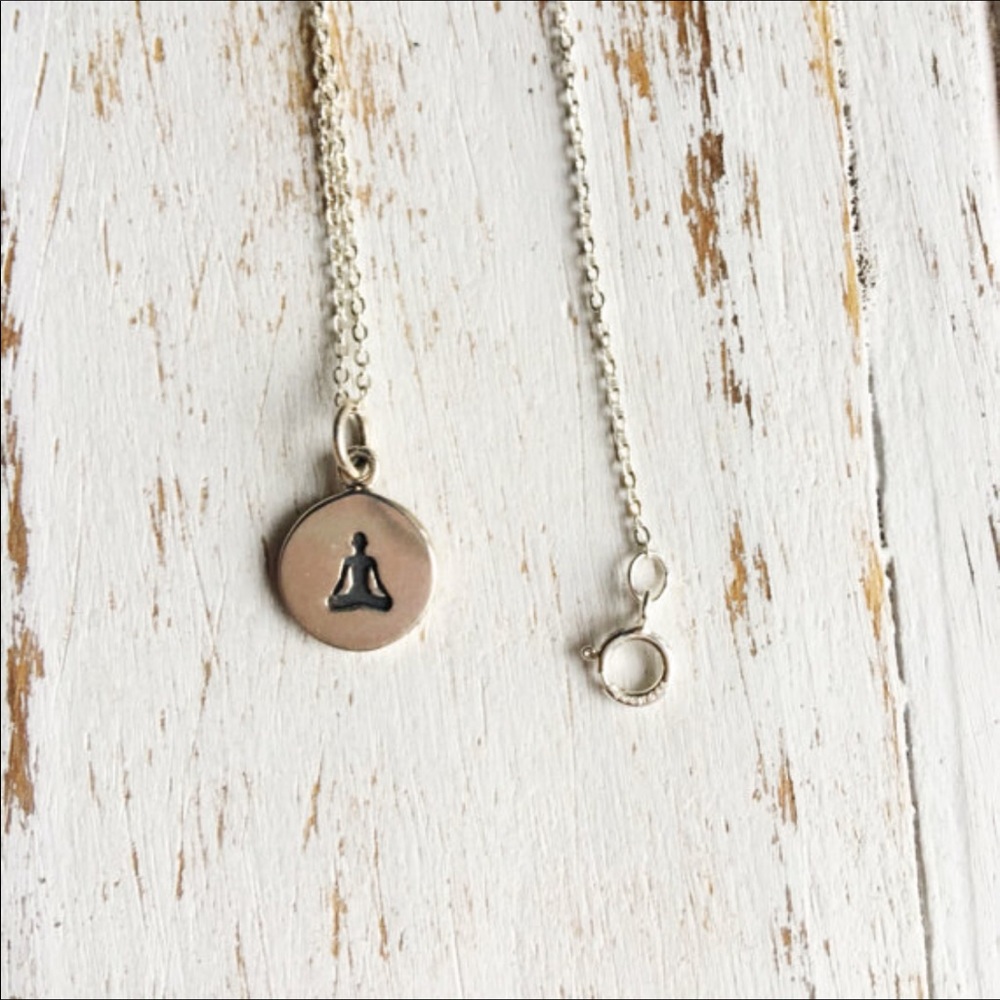Beautiful Dainty Lotus Pose Yoga Charm Necklace