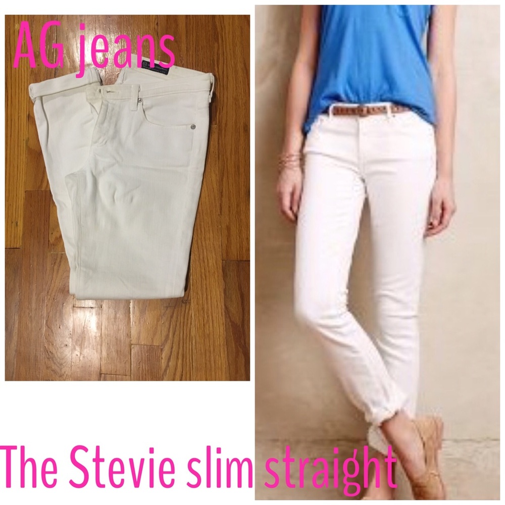 Anthropologie AG Stevie slim straight white jeans