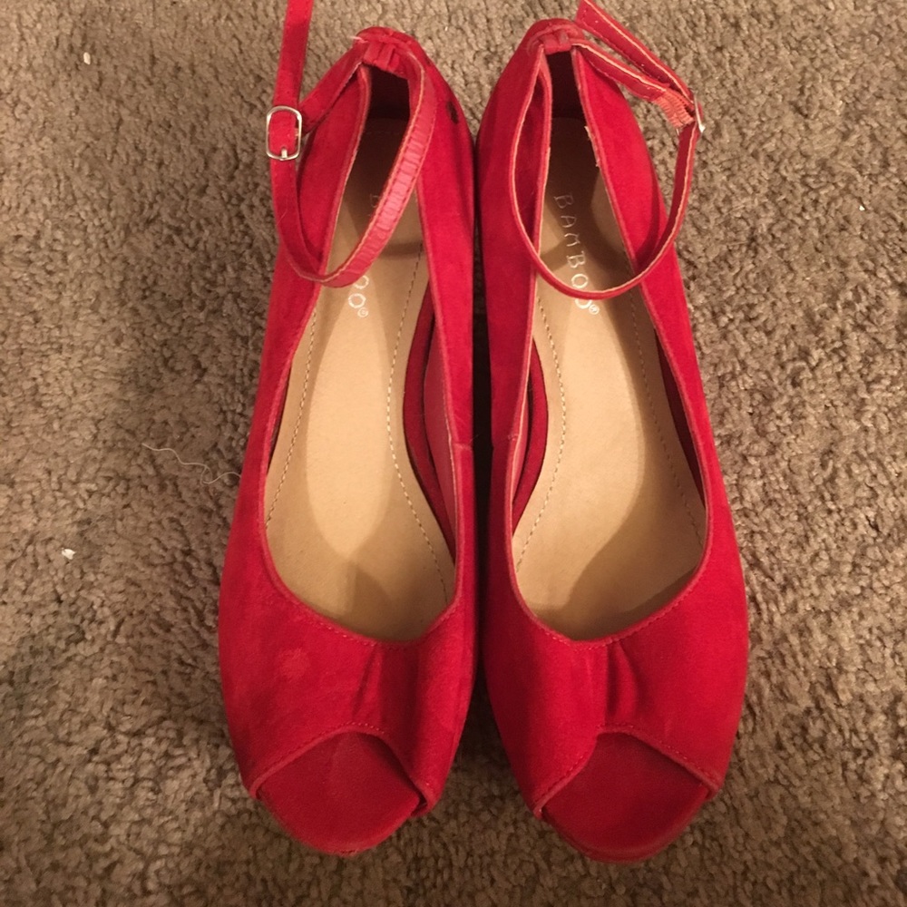 Red velvet heels