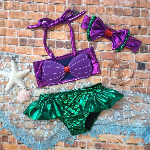 Other - RESTOCK Boutique Baby Girl 1st Mermaid Bikini 3pc