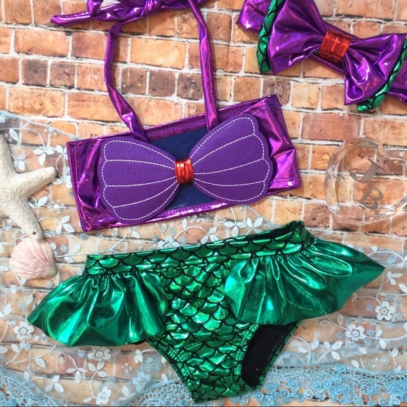 RESTOCK Boutique Baby Girl 1st Mermaid Bikini 3pc - Picture 2 of 2