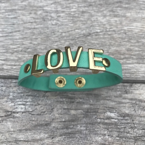 Jewelry - 🆕 Faux Leather Mint Gold Love Wrap Bracelet