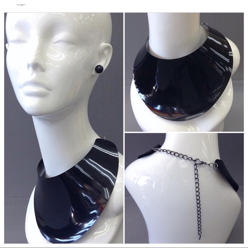 Black collar bib necklace