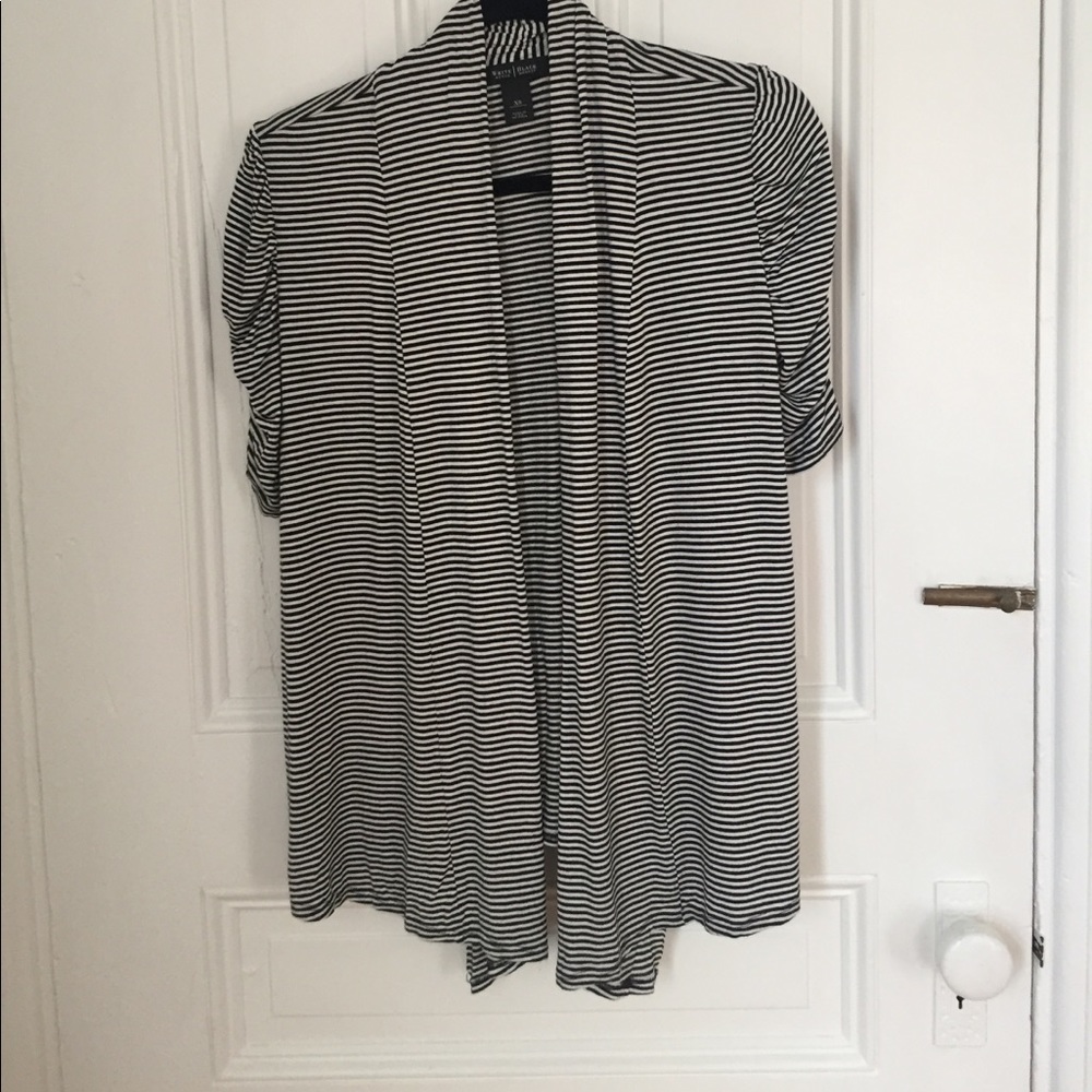 Black and white striped cardigan