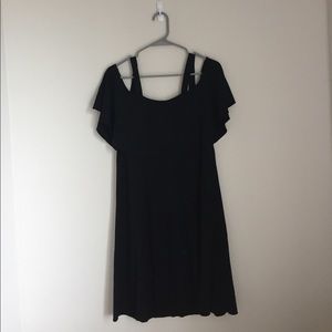Black off the shoulder swing dress