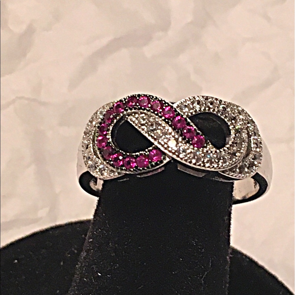 Pink and white sapphire infinity ring