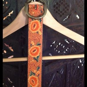 Lucky Brand floral embroidered belt. NEVER used.