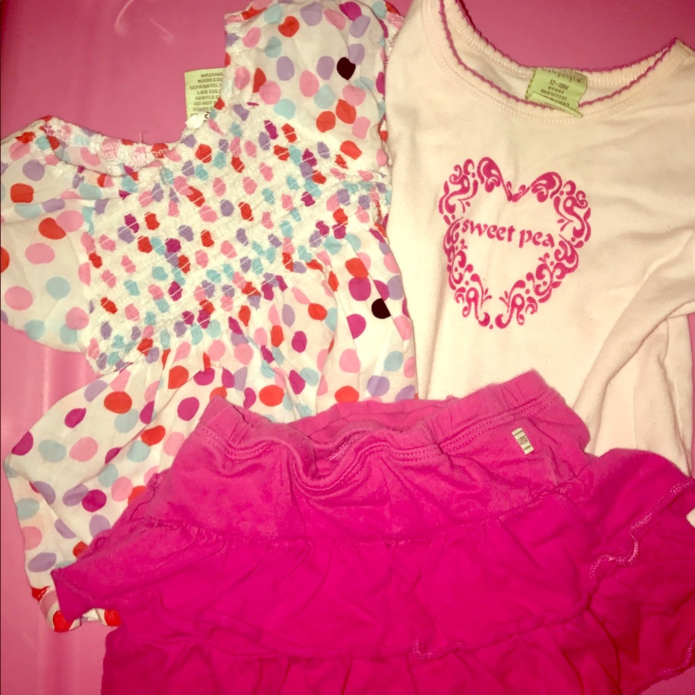 Babystyle 12/18m 3pc set- 2 tops & ruffled skirt