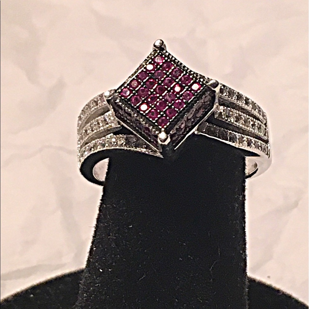 Pink and white sapphire genuine sterling silver