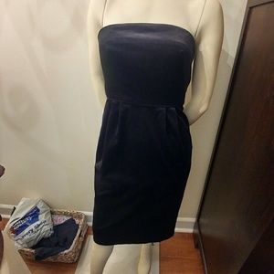 J.Crew New Black Strapless Velvet Midi Dress