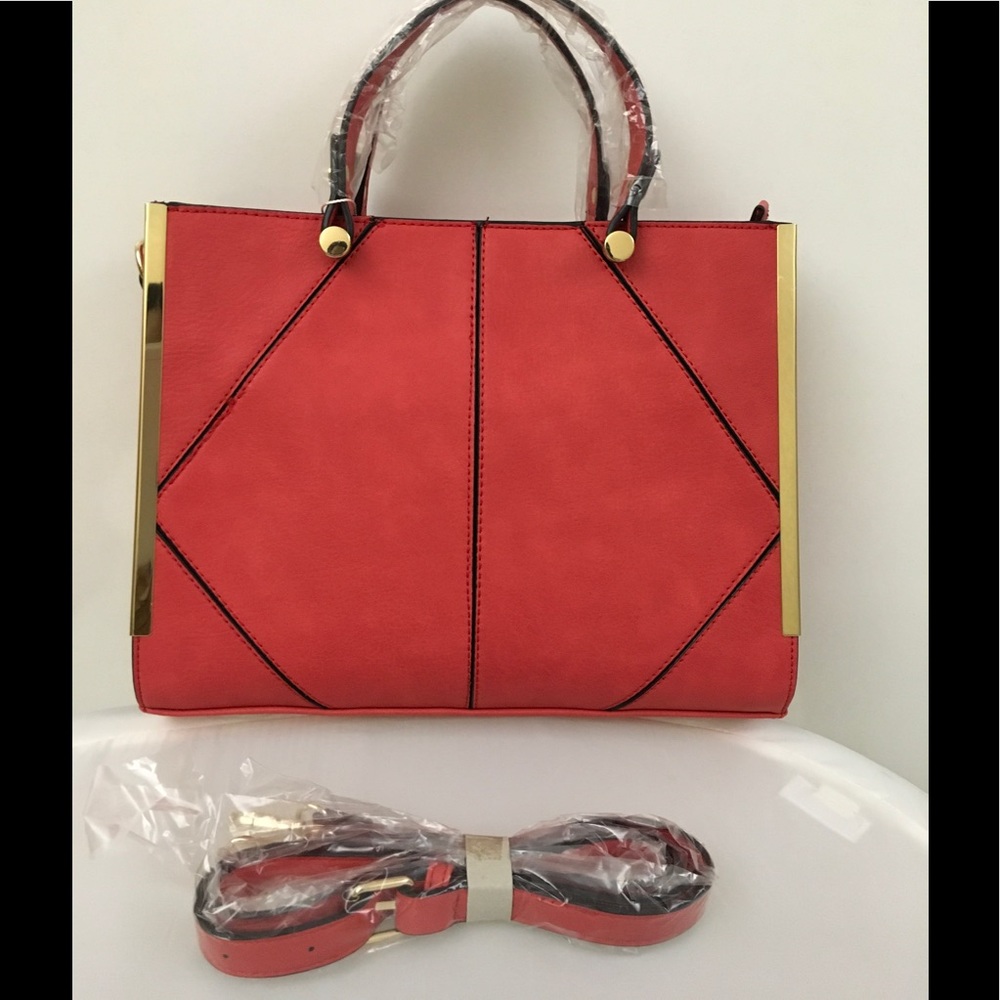 Red gold handbag