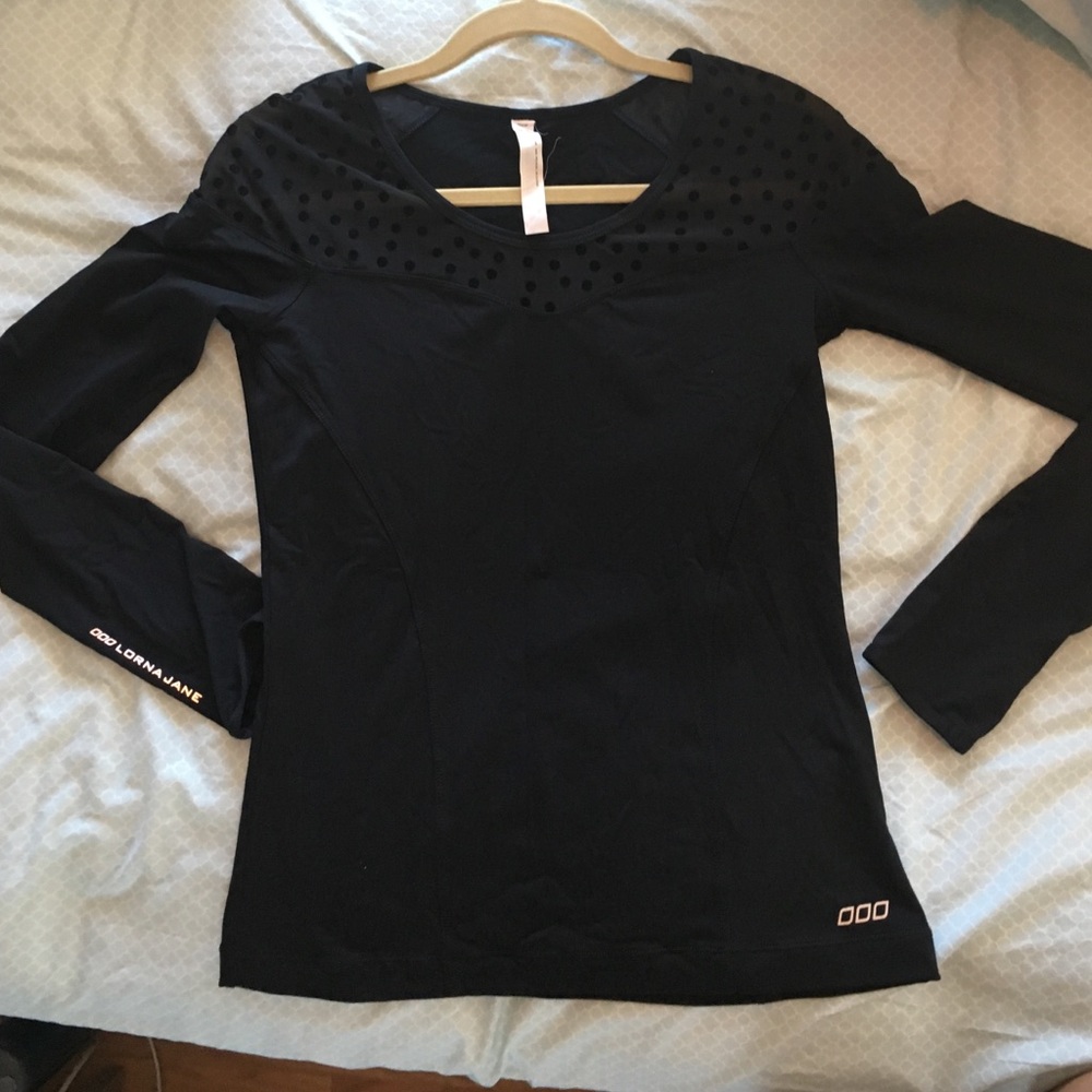 Lorna Jane Tasha black long sleeve Excel top