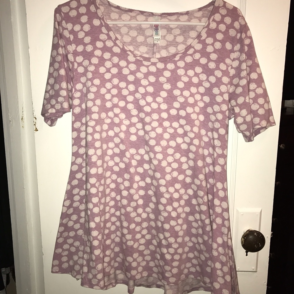 S Pink and White Polka Dot LuLaRoe Perfect T