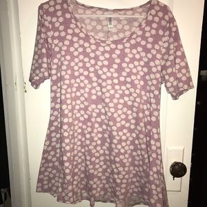S Pink and White Polka Dot LuLaRoe Perfect T