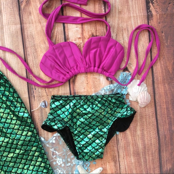 Boutique Girls Mermaid 3pc Swimwear set - Picture 2 of 5