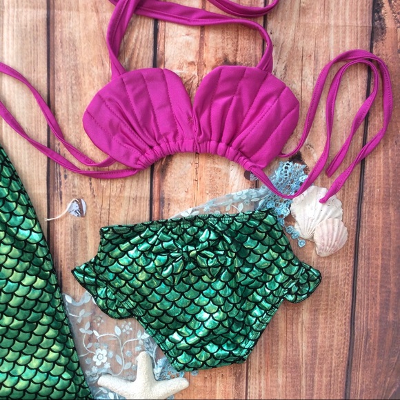 Boutique Girls Mermaid 3pc Swimwear set - Picture 3 of 5