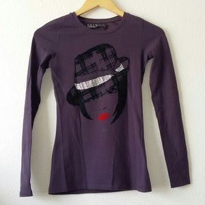 Zara Evening Collection purple long sleeve tee