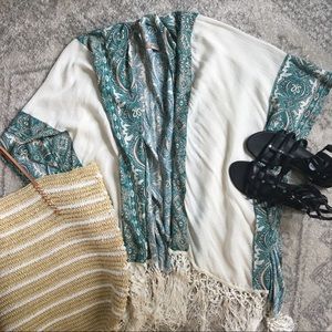 Patterned Fringe Kimono/Cover up