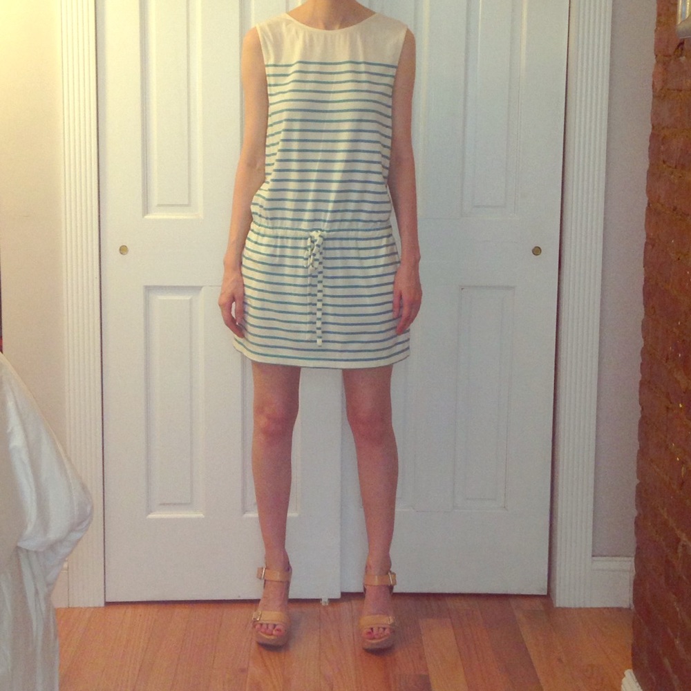 J Crew Sleeveless Striped Cotton Dress