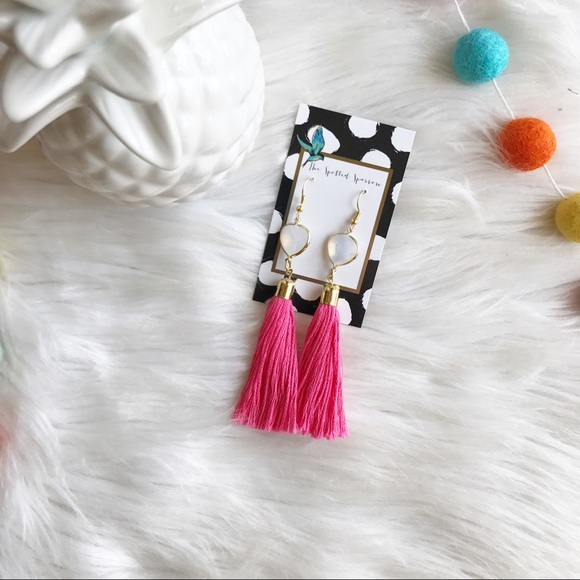 Handmade Gemstone Tassel Earrings - Picture 2 of 2