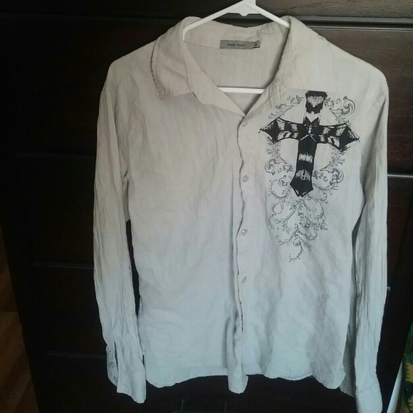 POP ICON CLOTHING Shirts Pop Icon Embroidered Cross Shirt Poshmark