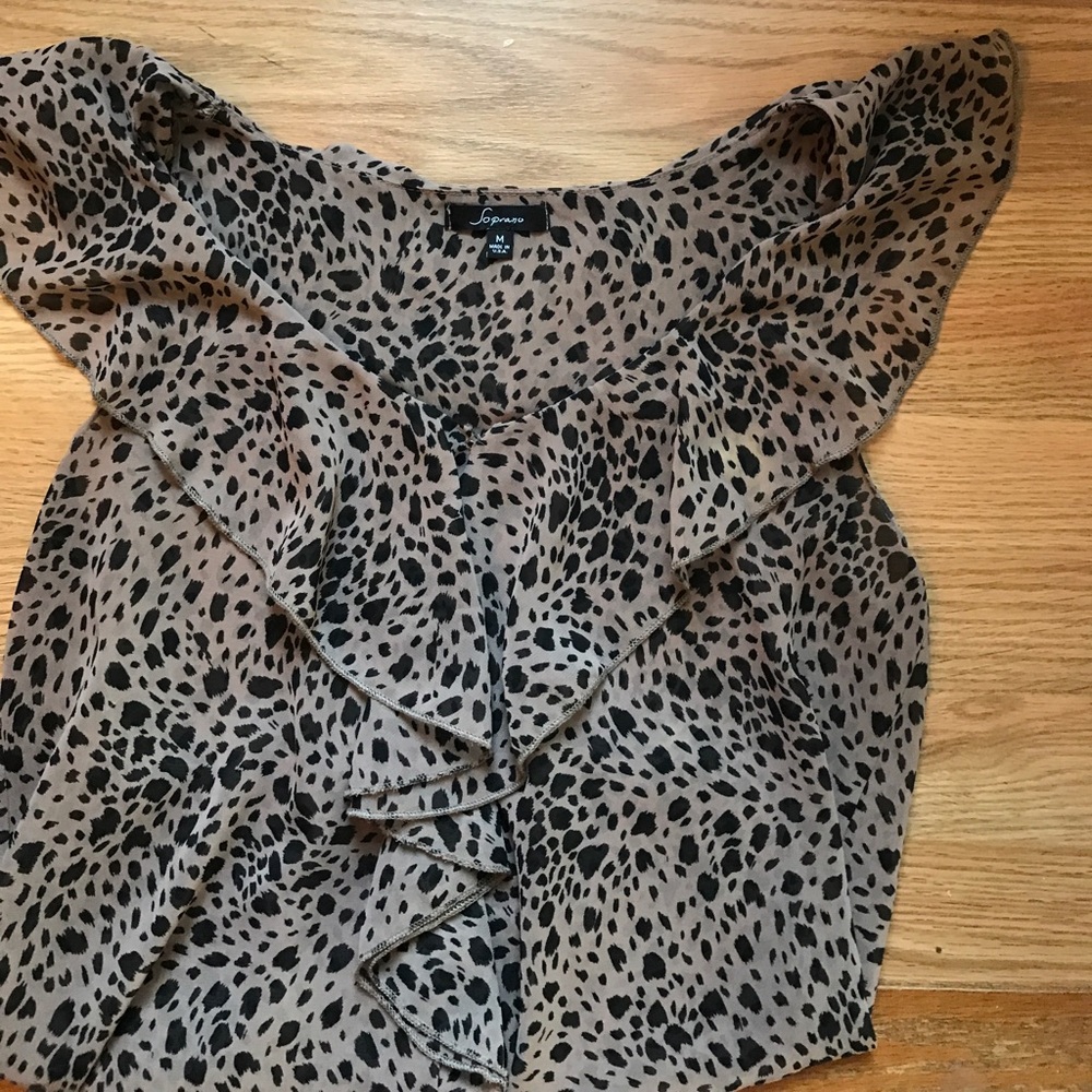 Soprano Leopard Ruffle Tank Top