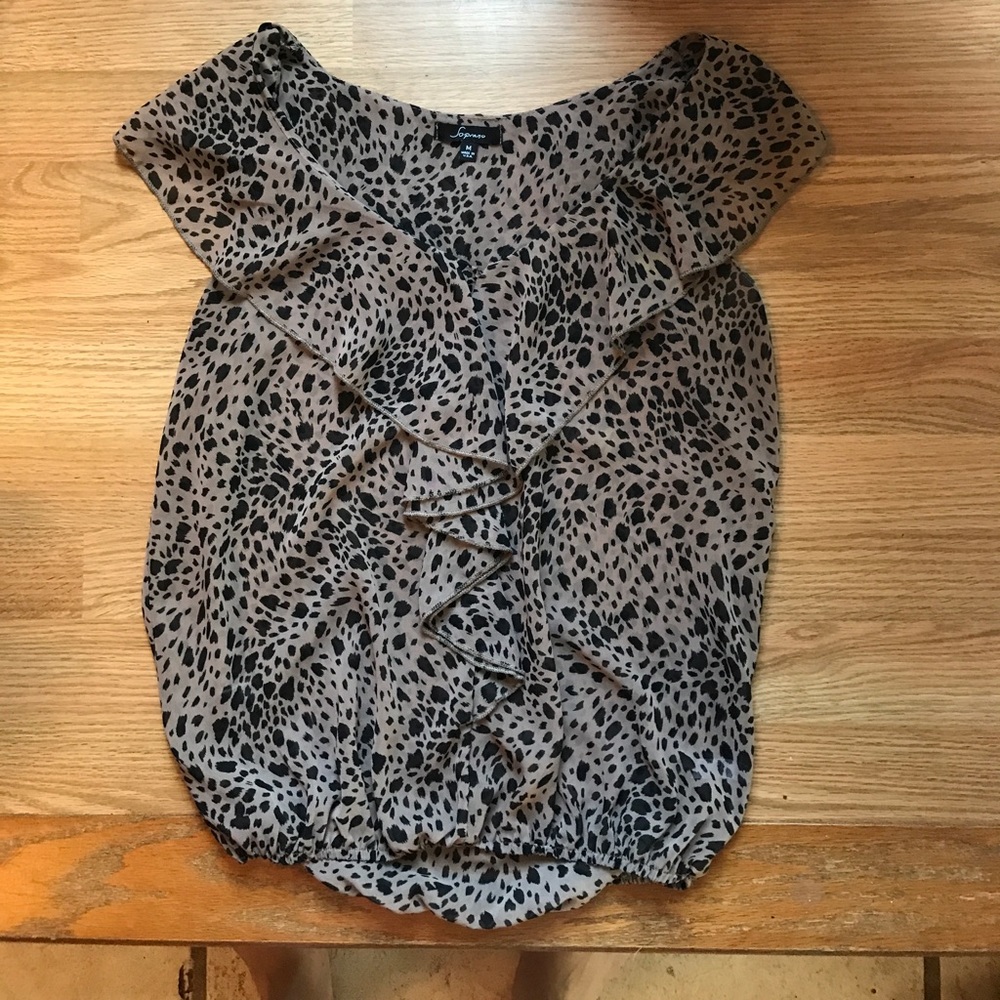 Soprano Leopard Ruffle Tank Top - Picture 2 of 3