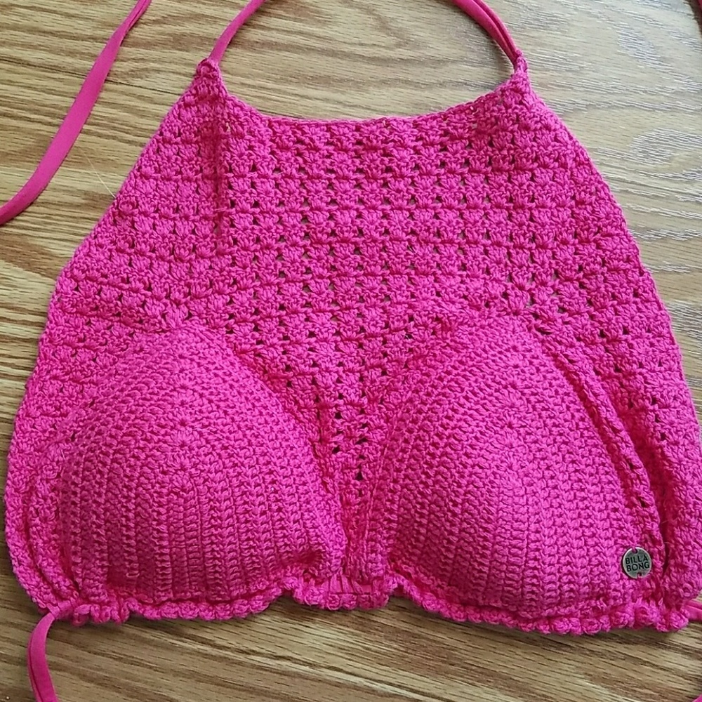 Billabong crochet high neck  bathing suit top