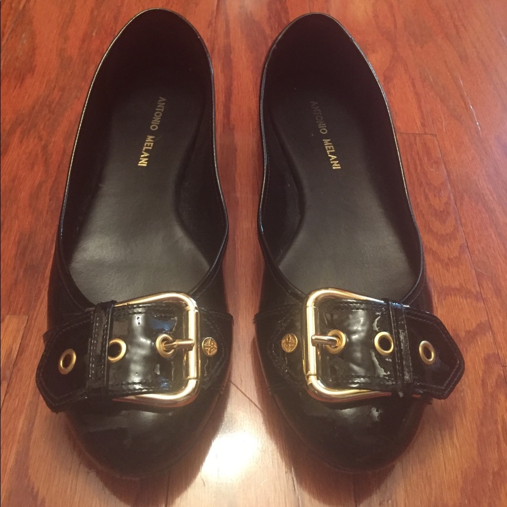Antonio Melani Black Patent Flat, size 8.