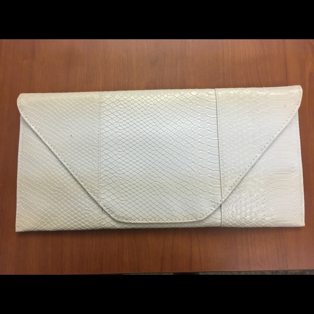 white python print clutch