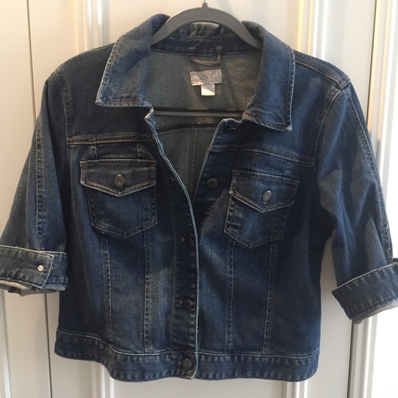 cropped denim jacket 3 4 sleeve