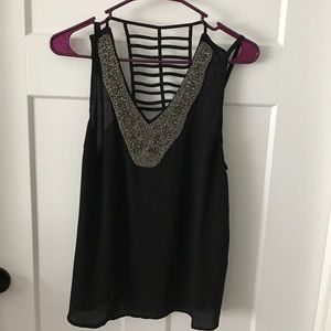 Black beaded tank with cute back accent